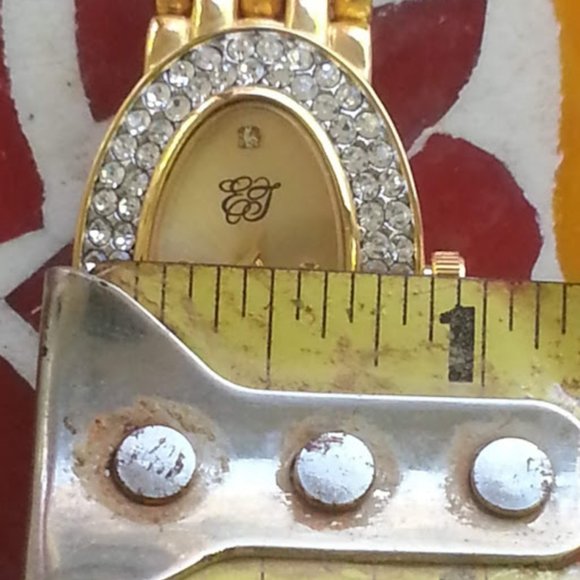 Elizabeth Taylor White Diamonds watch oval face gold tone crystal halo NWOT main image 5